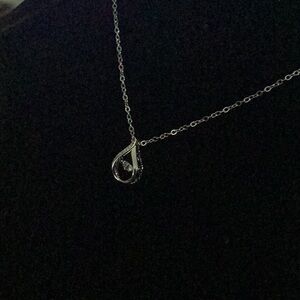 Women's Elegant Sparkling Round-Cut, Moissanite, Teardrop Pendant Necklace